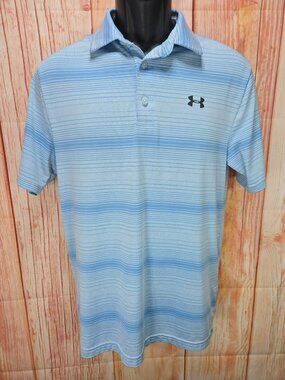 Under Armour Mens The Playoff Blue Striped Polo Small